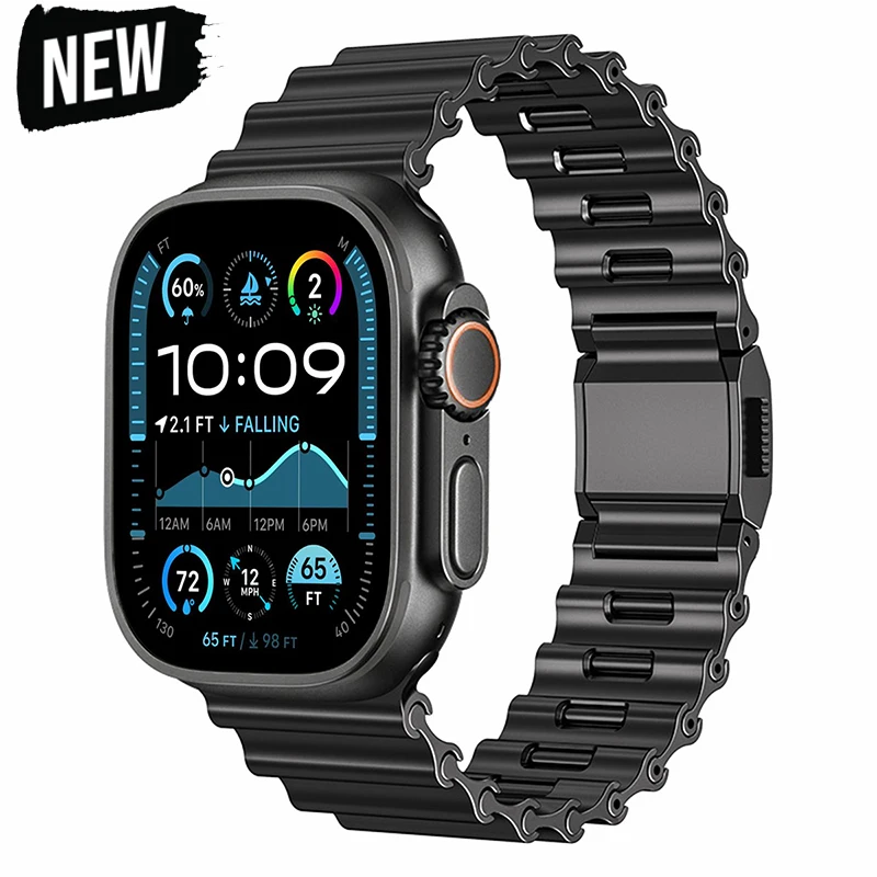 

Металлический магнитный ремешок Ocean для Apple Watch Ultra 3/2 49 мм 46 мм 45 мм 44 мм 42 мм Быстрый ремешок для Iwatch Series 11 10 9 8 7 6 SE 5 4