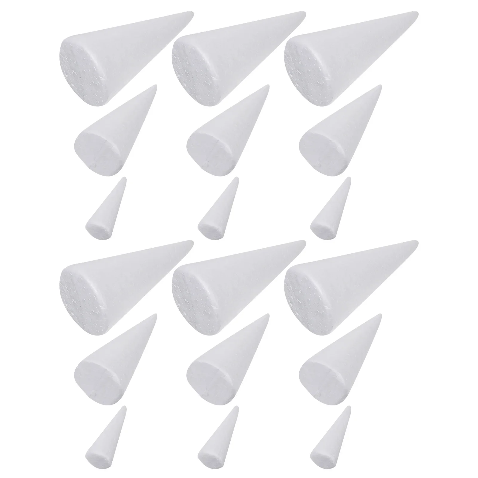 

24Pcs Christmas Tree Craft White Smooth Foam Cones Easy to Cut Carve Glue DIY Cone Accessories for Kids Holiday Decoration
