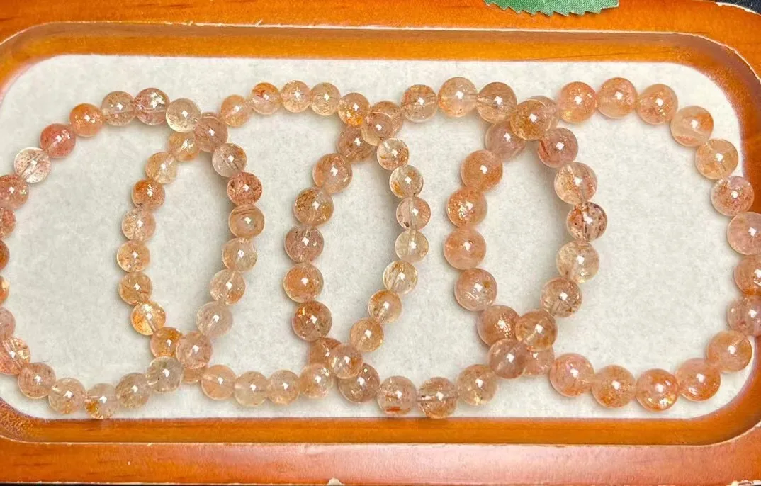 Unit One Bracelet Cost Effective Natural Gold Strawberry Quartz Crystal Healing Bead Bracelet