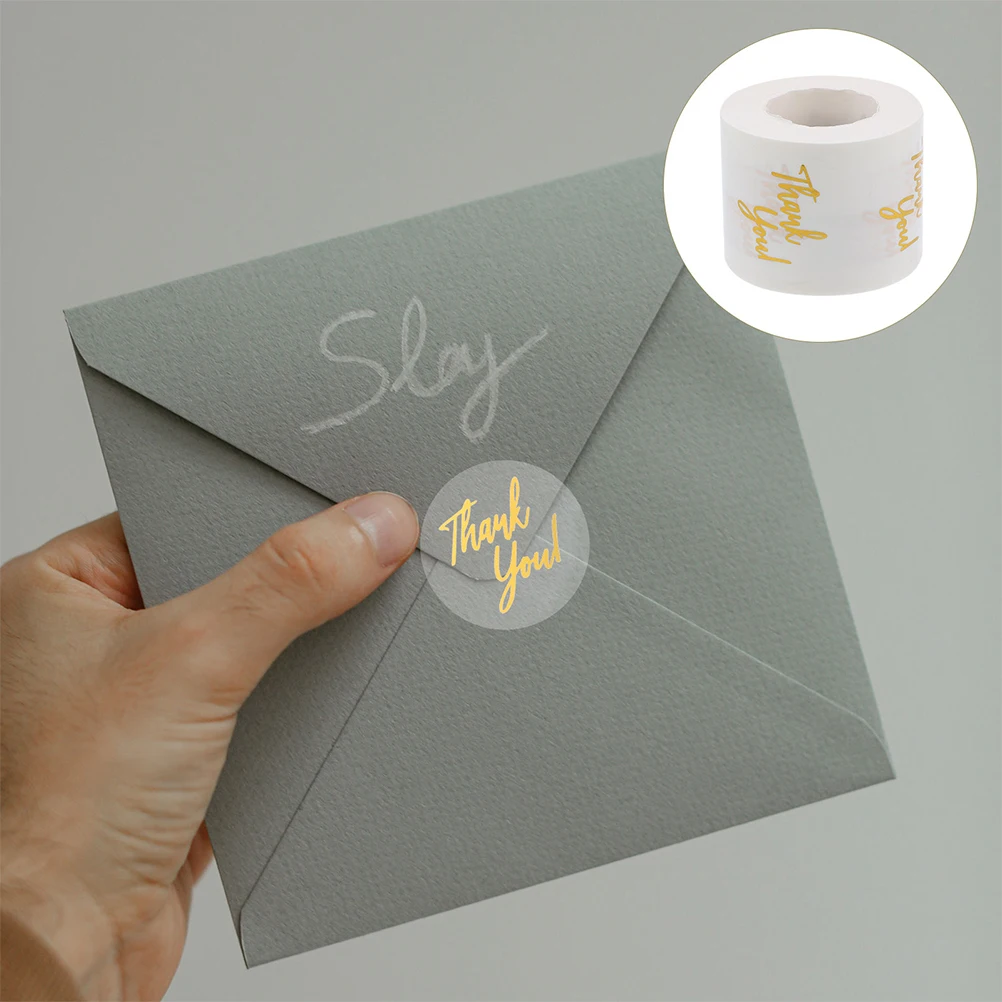 

4pcs 4 Rolls Clear Round Thank You Stickers Transparent Packaging Labels Self-Adhesive Sealing Stickers For Gift Boxes Envelopes