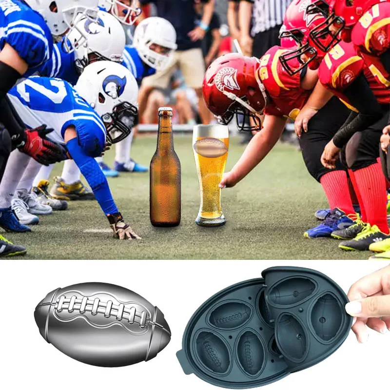 

New Silicone Mold for Beverage Ice Tray Rugby American Football Summer Beer