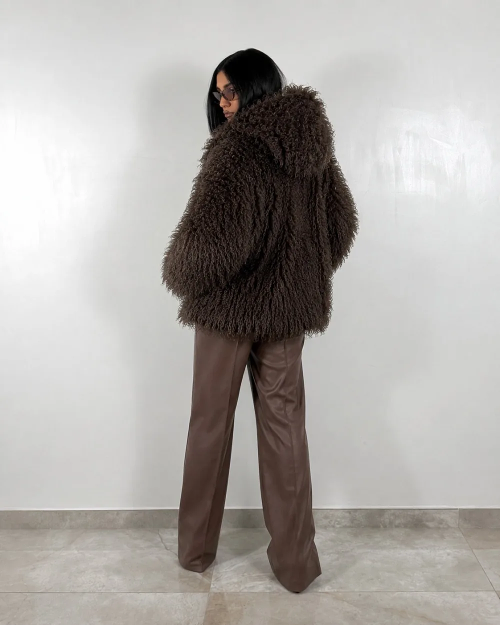 Gentle Wind Imitation Beach Wool Hooded Fur Coat Autumn and Winter Women's Trend Loose Thick Warm Belt Curly Woolen Woolen Coat - view 4