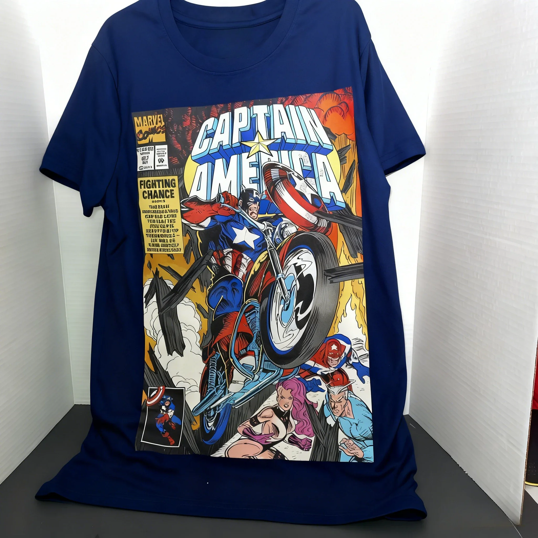 

Marvel New Style American Captain Marvel Graphic Print Loose Casual Short-Sleeved T-Shirt for Men and Women