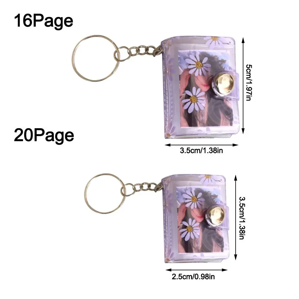 Portable Little Daisy Mini Photo Album PVC with Keychain Keychain Mini Album Name Card Book