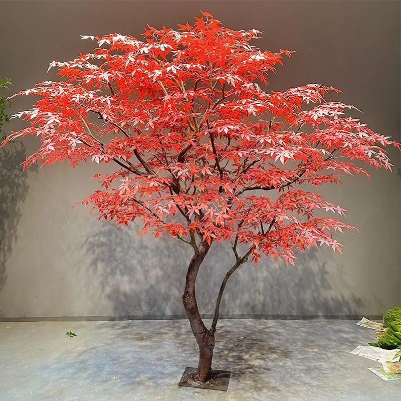 Simulation red maple shopping mall modeling tree maple leaf tree large decorative wishing tree red simulation plant landscaping