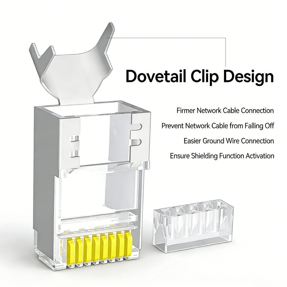10PCs Cat6A Cat7 through Shielded RJ45 Gold Plated  Connectors Fast Transmission Data Plug Crystal Head for Networking image 4