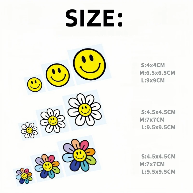 3 قطعة ملصقات الدراجات النارية Smile and Flower مقاومة للماء لخوذة خزان الوقود للدراجات النارية DIY شارات فينيل عالمية لنافذة السيارة #2