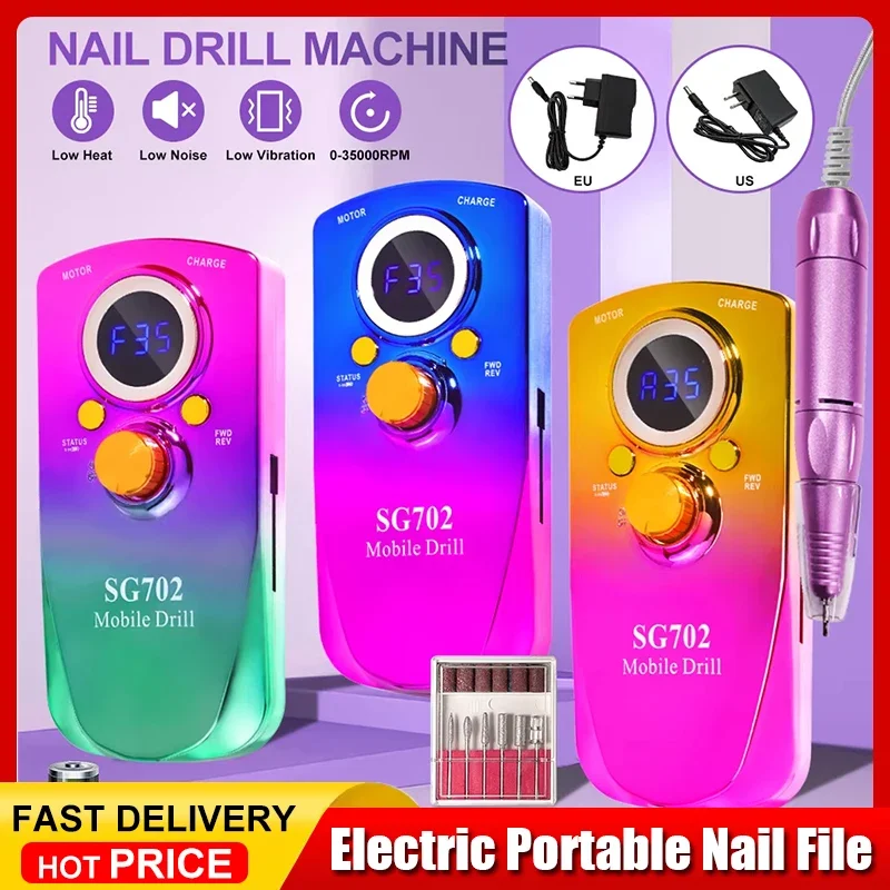 Trapano elettrico ricaricabile per unghie USB Connect Levigatrice per manicure a basso rumore con set di punte per rimozione smalto per uso personale U