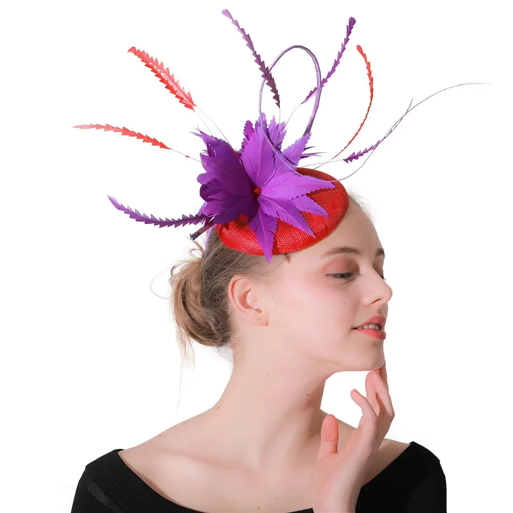 Mode Phantasie Federn Blume Haar Fascinators Frauen Hochzeit Milli nery Hüte elegante Damen Braut verheiratet Haarschmuck