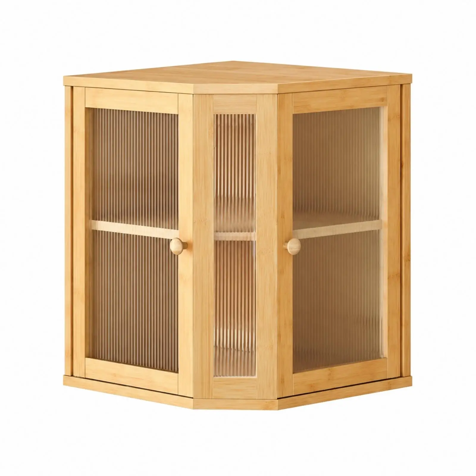 Storage Cabinet Compact Bamboo Wood Corner Food Storage Cabinet Natural