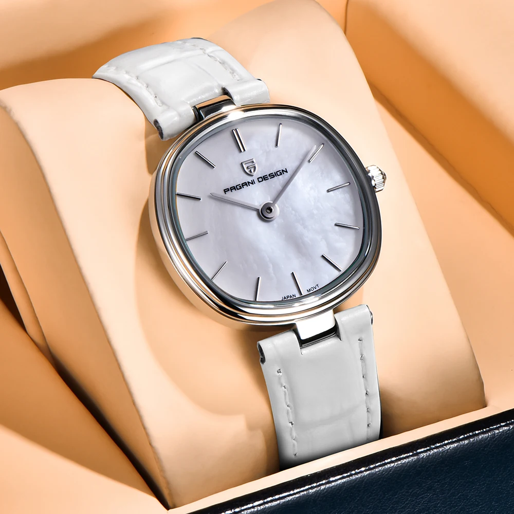 2026 PAGANI DESIGN Women Quartz Watch Elegant Shell Dial Leather Strap Japan Quartz Movement Luxury Ladies Dress Wrist watch+box