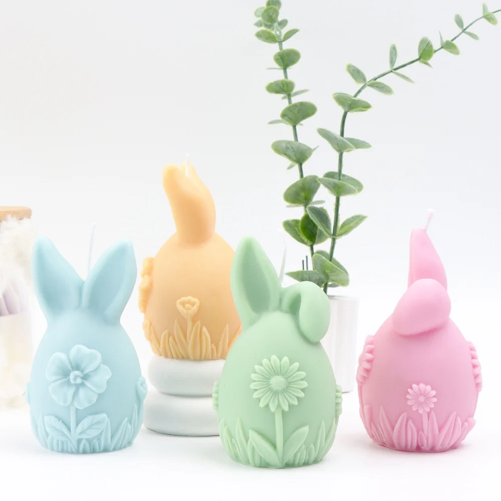Kaninchen Ohr Gänseblümchen Ei Silikon Kerze Form Kaninchen Ohr Schmetterling Ei Seife Form für Kerze, Der Ton Handwerk Desktop Ostern Dekor