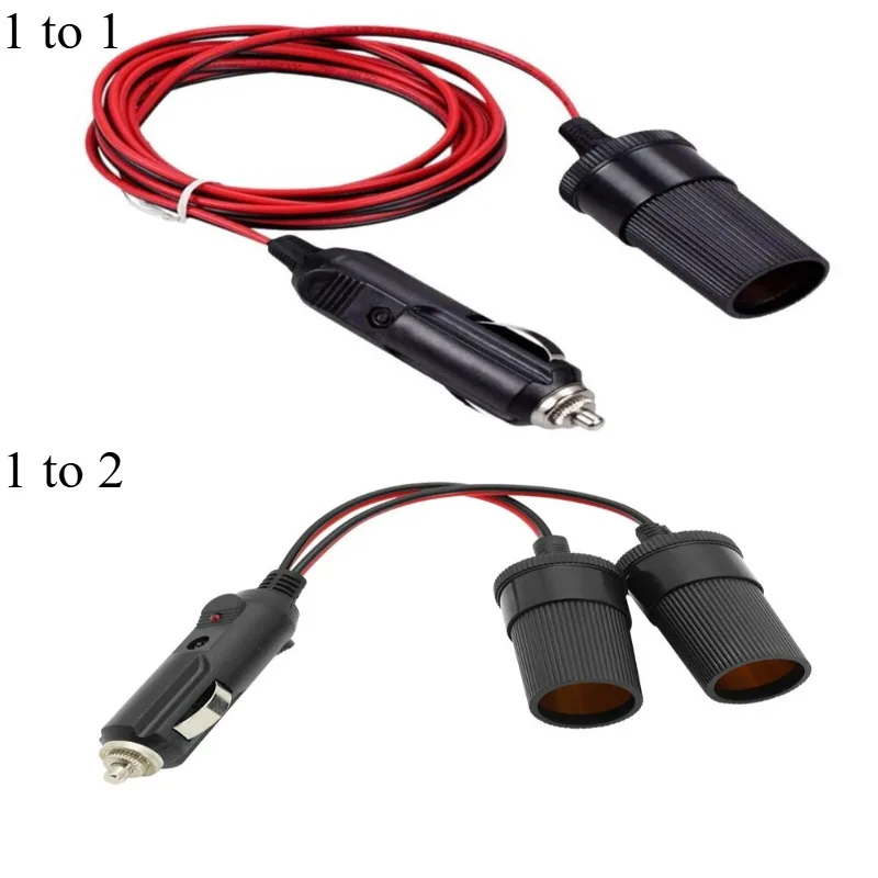 Vehicle Cigarette Lighter Extension Cable 16AWG Durable Wear‑Resistant Male‑Female Adapter for Car Auto Electrical Accessories