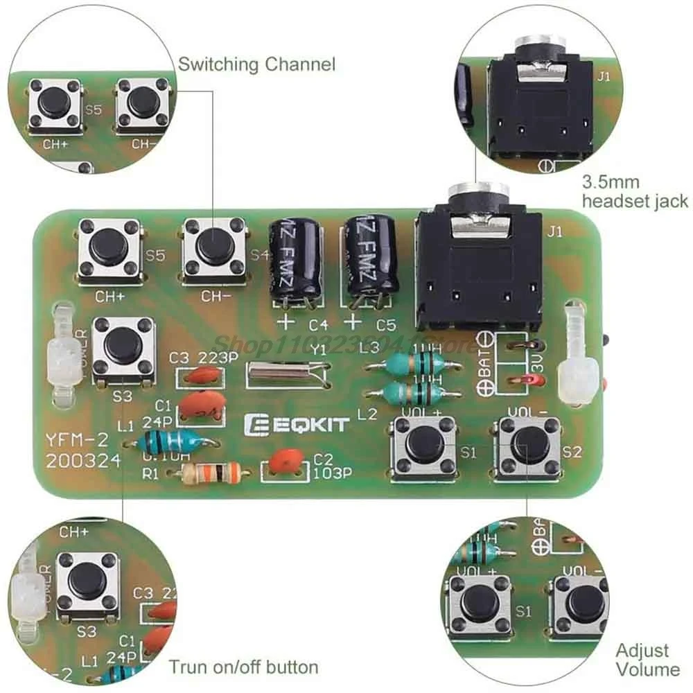 76-108 MHz FM Stereo Radio Kit elettronico fai da te Ricevitore FM wireless Modulo trasmettitore Scheda microfono Progetto di pratica di saldatura