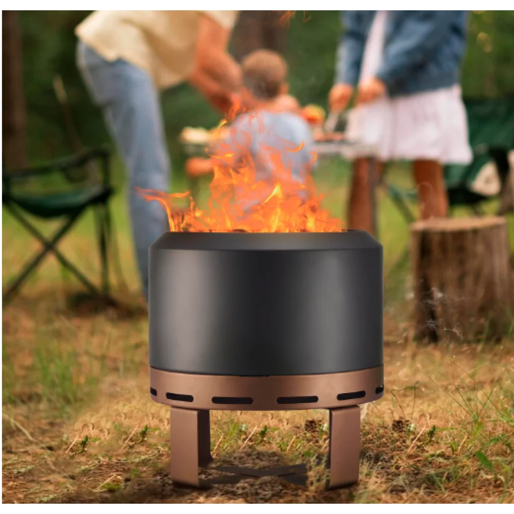 Outdoor Smokeless Fire Pit Stove 18'' for Camping Bonfire, Wood Burning Fire Place Firepit with Stand for Patio Backyard Outside