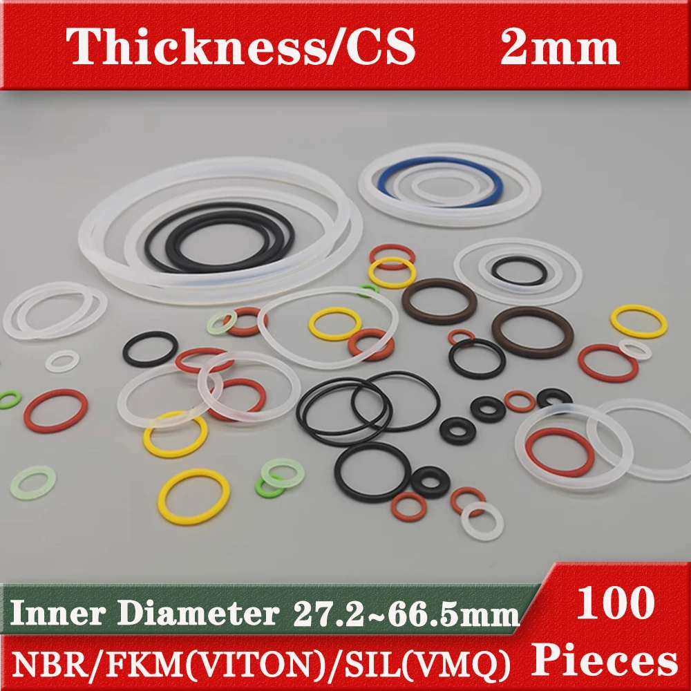 Thickness 2mm the rubber rings silicon washer ring Gasket ID 27.2-66.5mm oring VITON FKM NBR rubber gasket seal waterproof