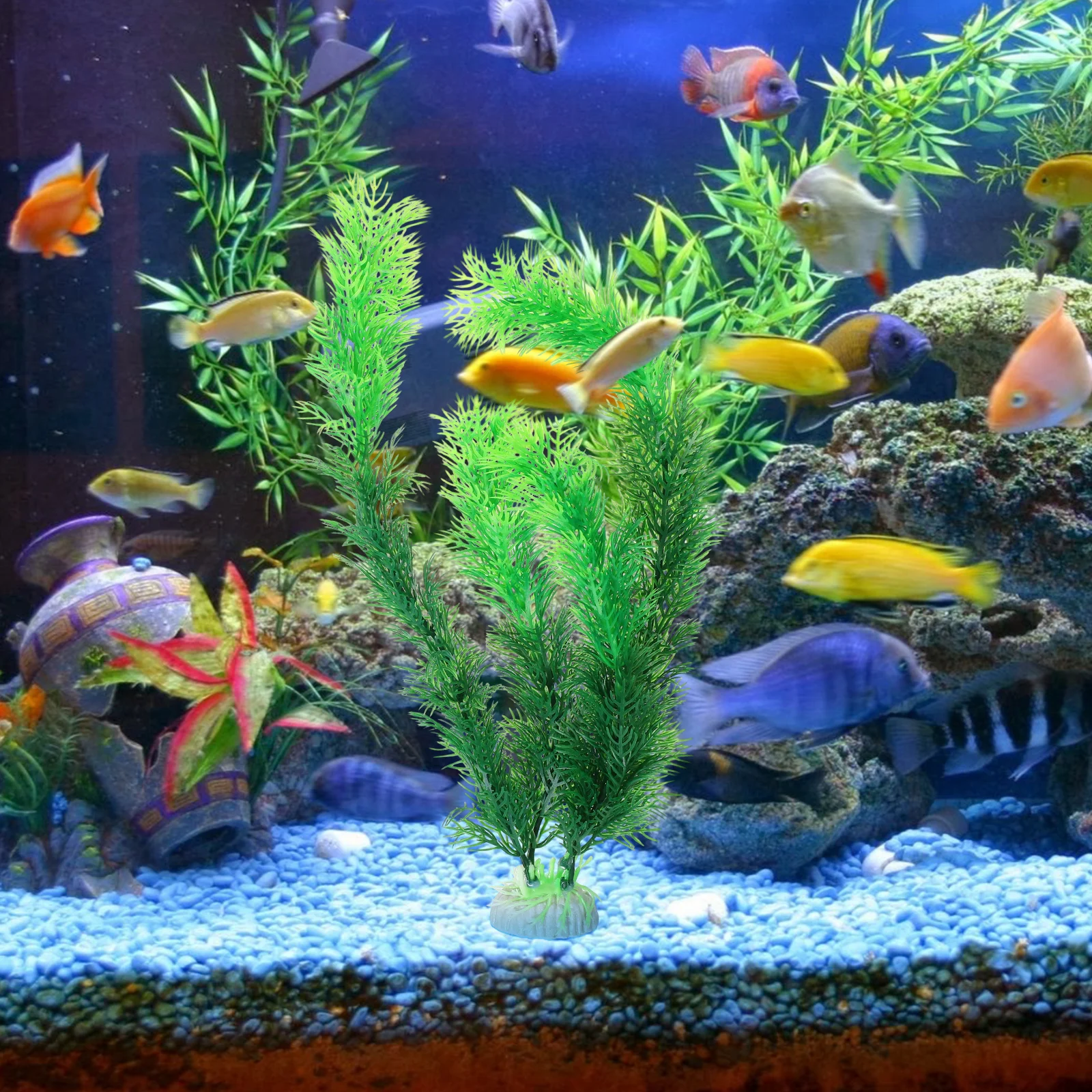 

Artificial Plants for Fish Tank 30x15x8cm Green Plastic Aquarium DecorationWater Grass Non Toxic Lifelike nament Suitable Fresh
