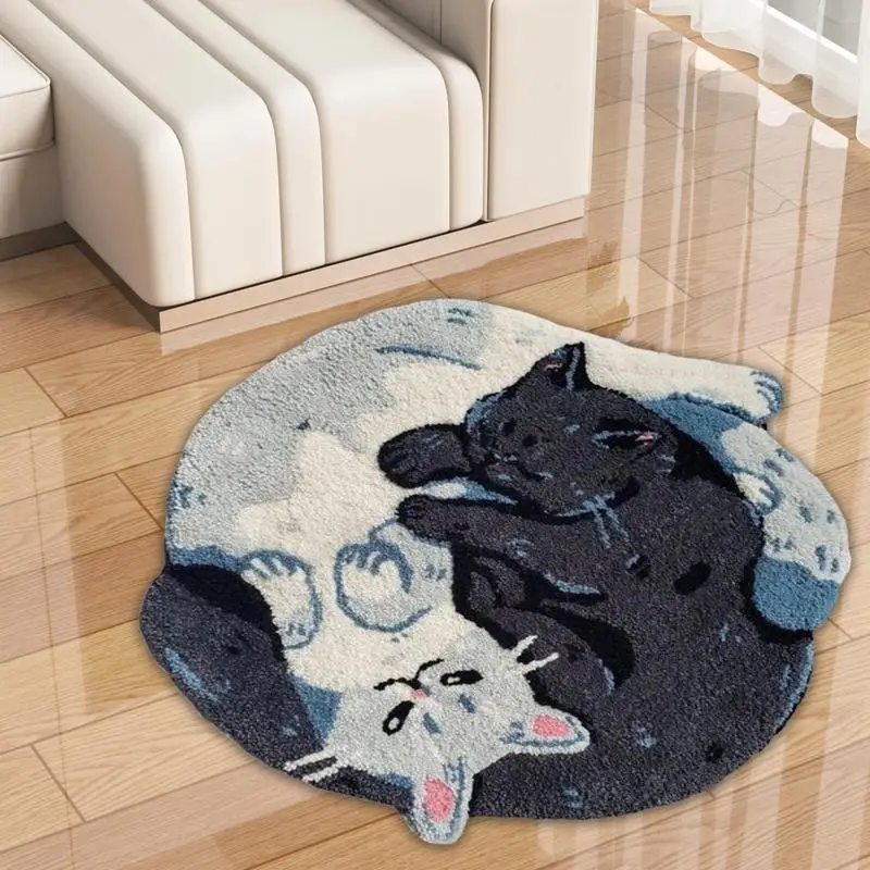 Animal Bathroom Rug Hugging Cat Pattern Bath Mat For Bathroom Floor Funny Machine Wash Water Absorbent Thick Shower Rug With Non