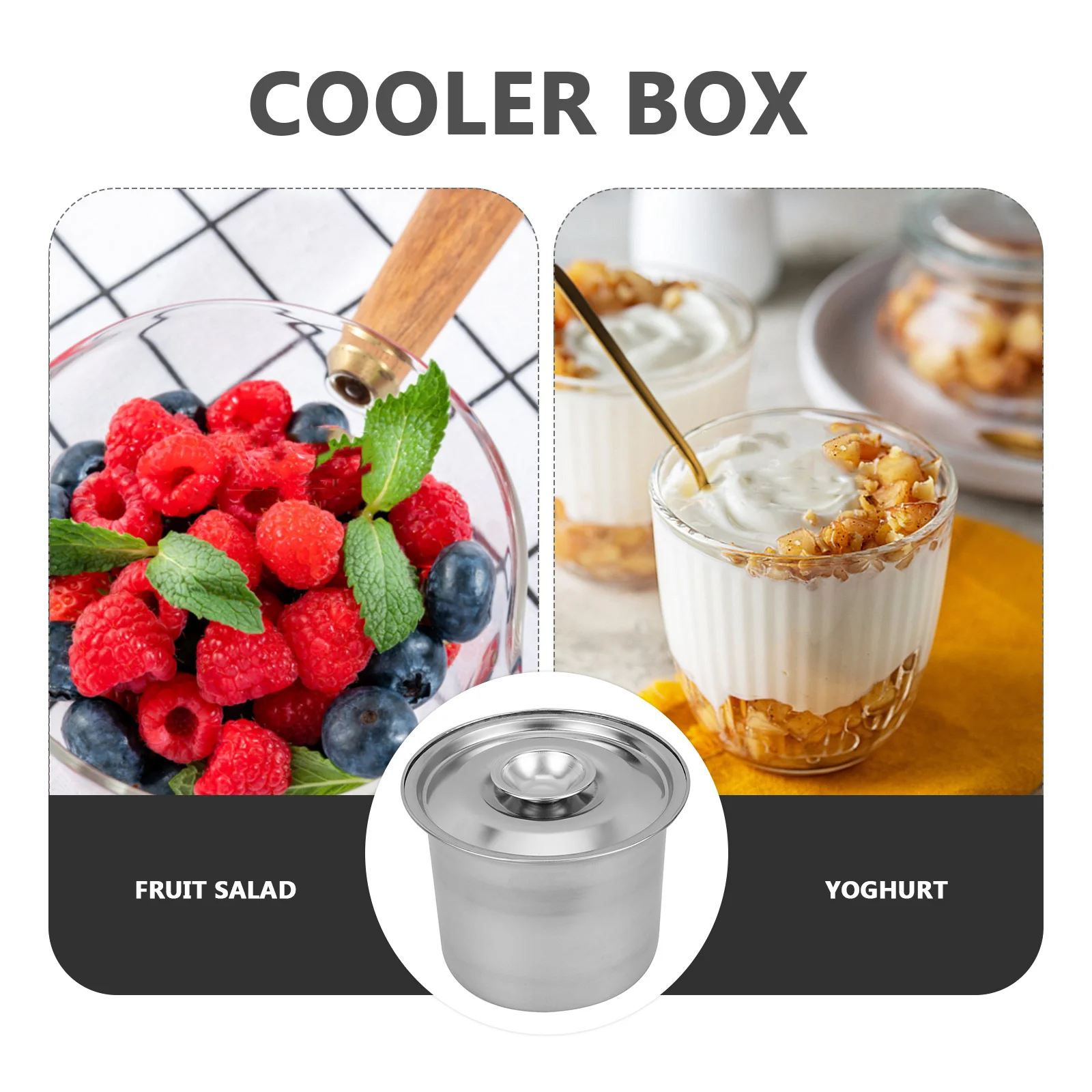 

1pcs Stainless Steel Ice Cream Container 1L Freezer Storage Box For Dessert Fruit Salad Yogurt Reusable Kitchen Preservation