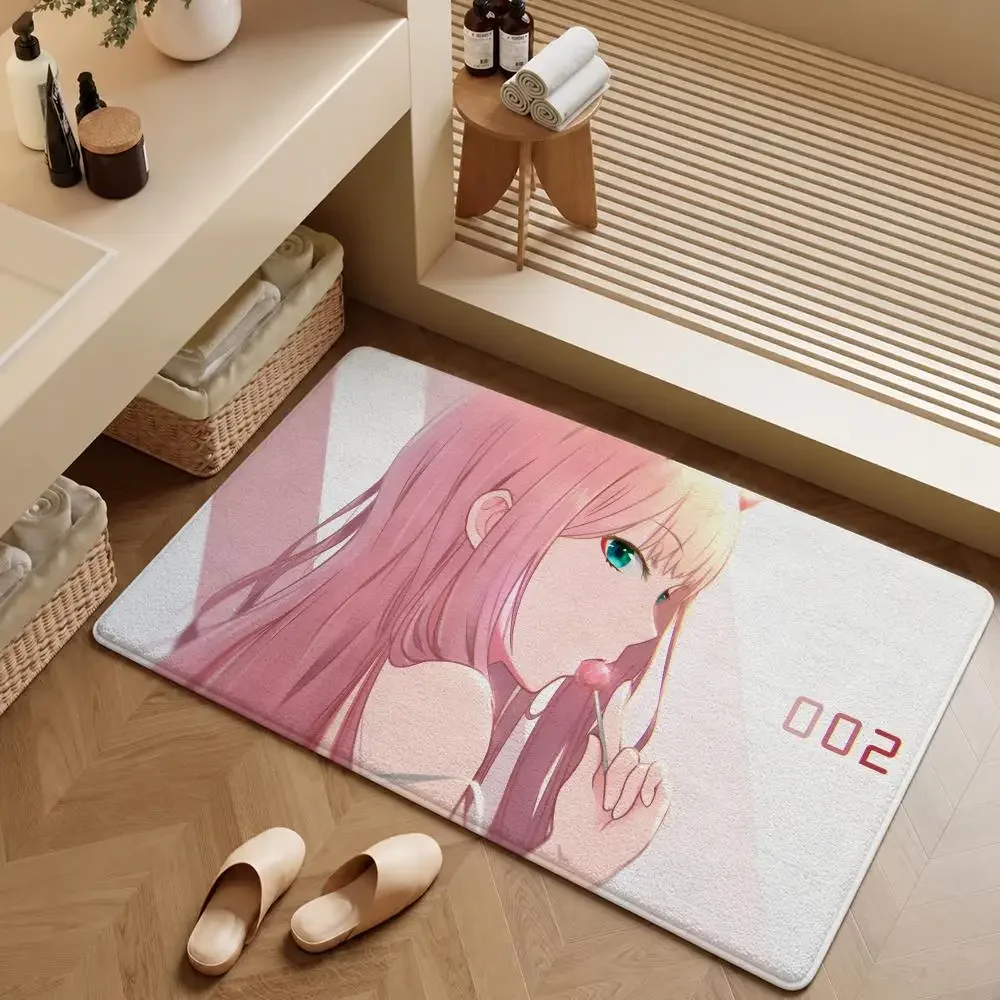 Anime DARLING in the FRANXX Zero Two Floor Mat Soft Flannel Entrance Doormat Non-Slip Washable Rug For Bedroom Home Decor