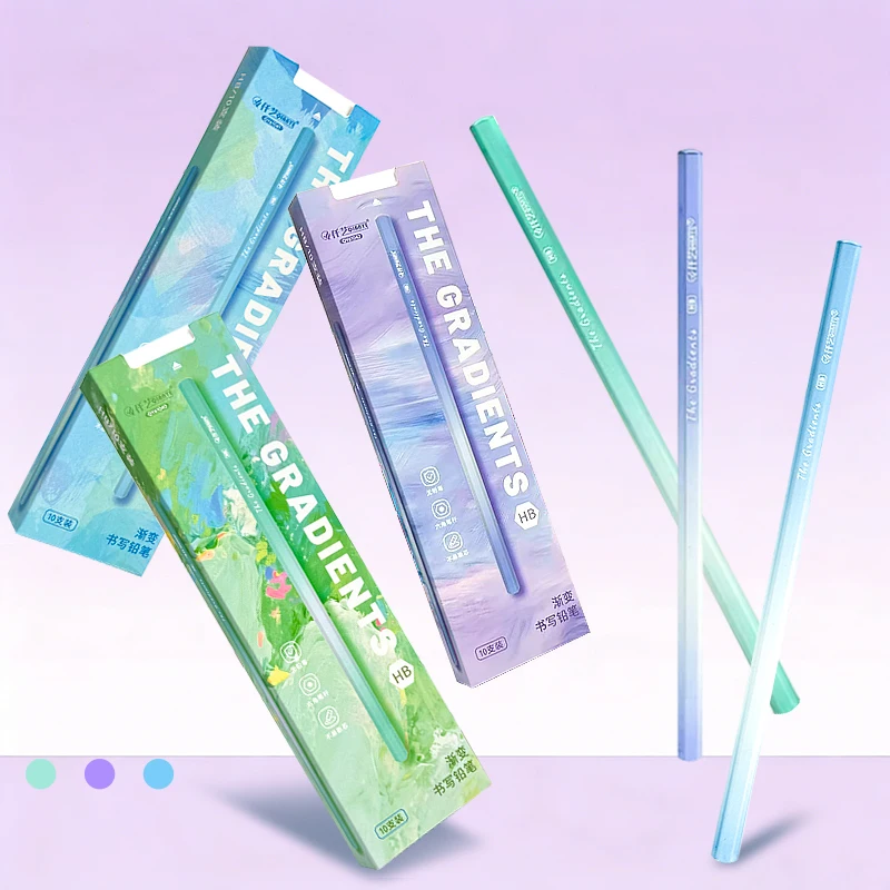 Ins Style Gradient Hexagonal Graphite Pencils Anti-break Lead Wooden Pencils Kids Student Writing Drawing Pencils HB 2B 20Pcs 30