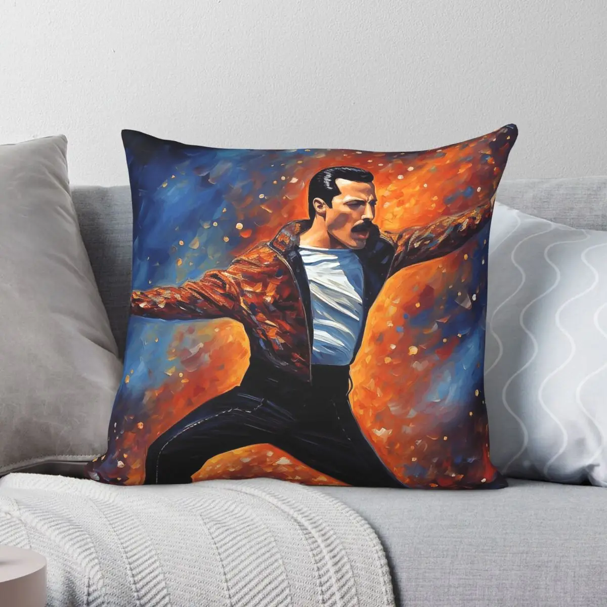 Freddie Mercury Space Square Pillowcase Polyester Linen Velvet Pattern Zip Decorative Throw Pillow Case Home Cushion Cover 45x45