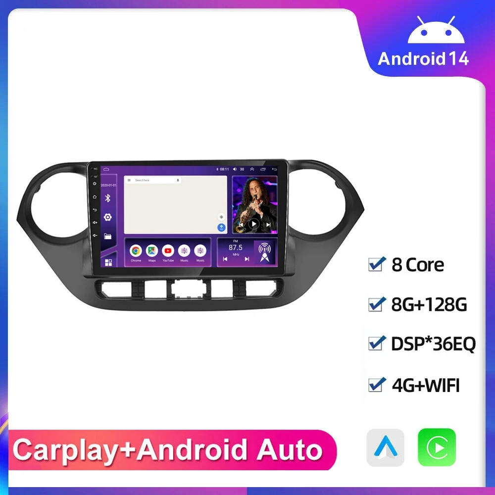 

2DIN Android14 Carplay Auto Car Radio For Hyundai Grand I10 2013-2016 Navigation GPS Multimidia Video Player Stereo Split screen