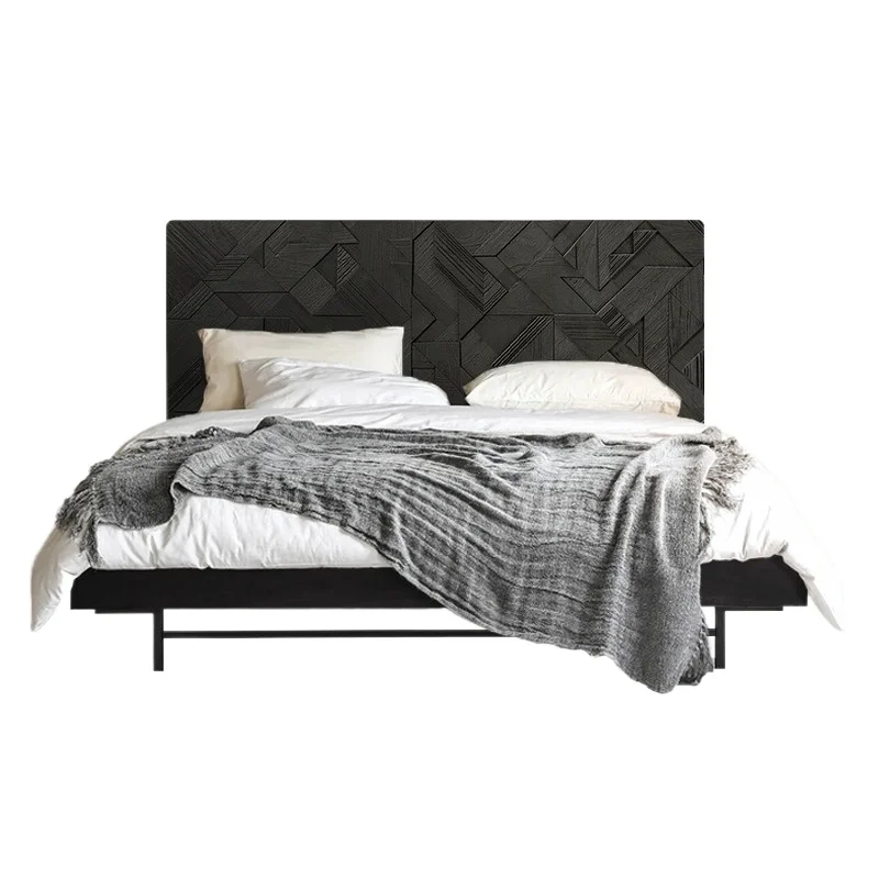 

Imported furniture Nordic expression retro teak solid wood bed