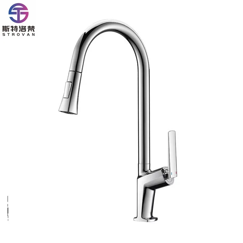 

Modern 2-Function Pull Down Hot and Cold Kitchen Faucet Ceramic Valve Core Sink Mixer