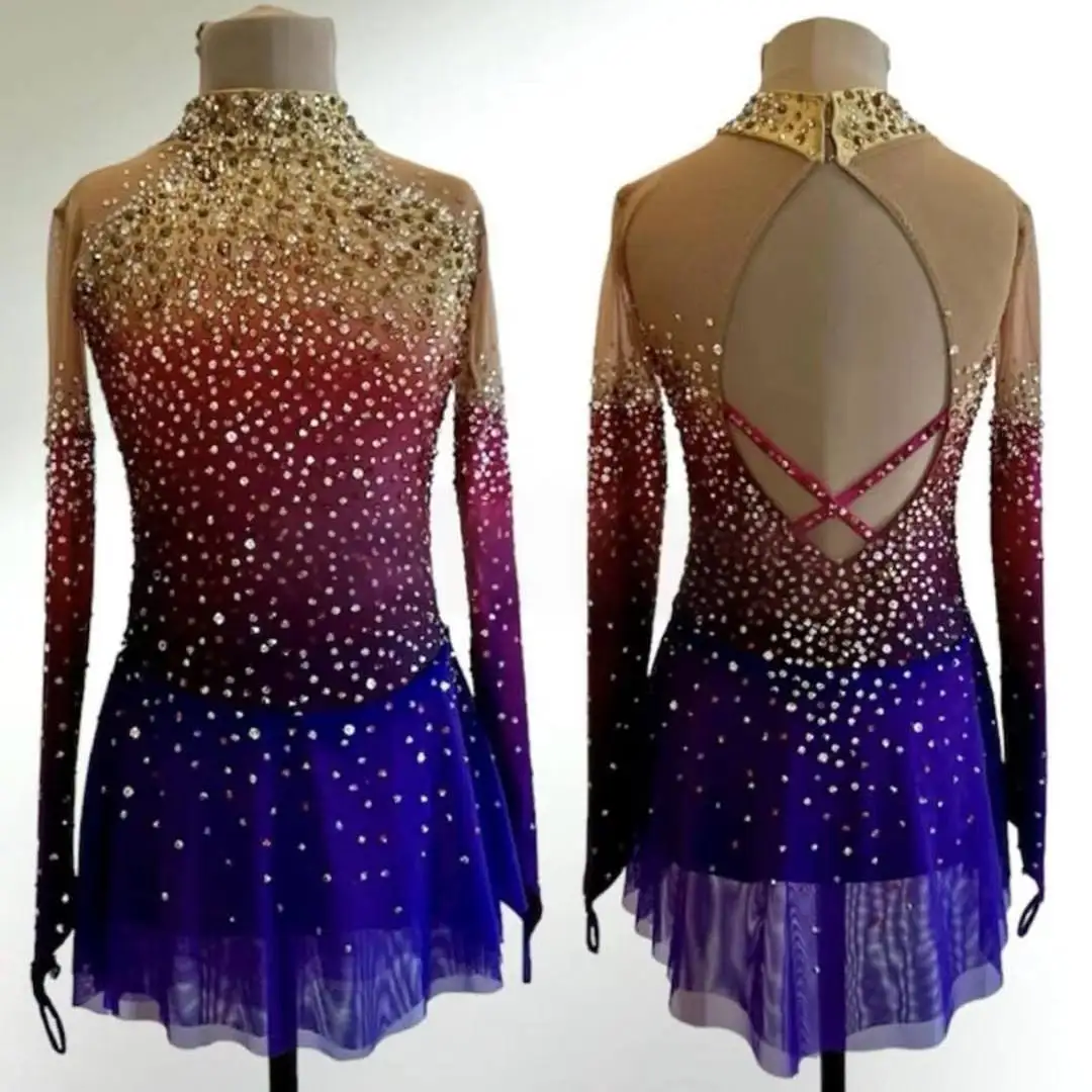 Ice Dance Figure Skating Performance Dress Children Adult Girls' Competition Test Skirt Ice Skating Clothes