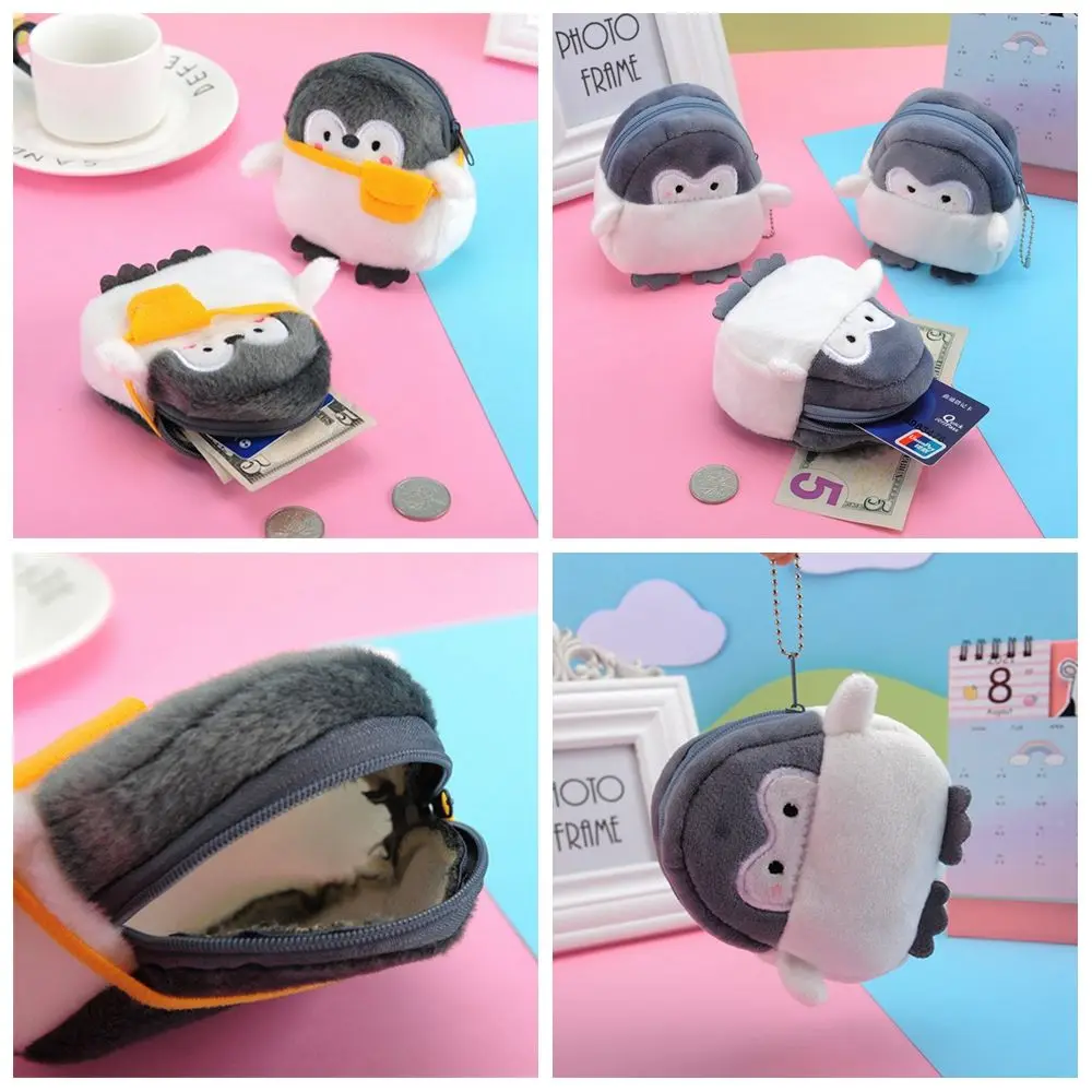Gift Mini Wallet Card Holder Earphone Case Money Bag Cartoon Penguin Coin Purse   Pendant