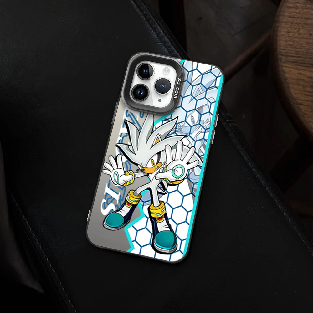 Phone Case Silver Cover Suitable iPhone 12 11 13 14 15 16 Max Pro Plus Spider Gwen IMD Colorful Game Hedgehog S-So-nicS Roles