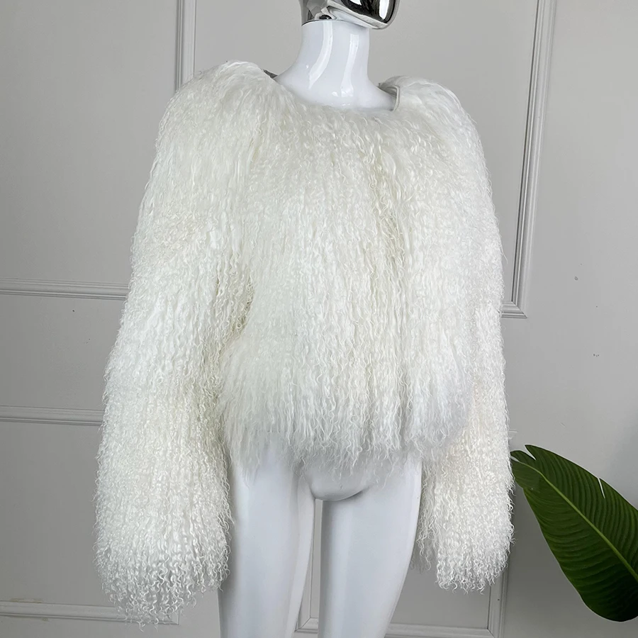Short White Fur Coat Mongolian Sheep Jackets Genuine Fur Coat For Women Fashion Best Seller Natural Mongolian Fur