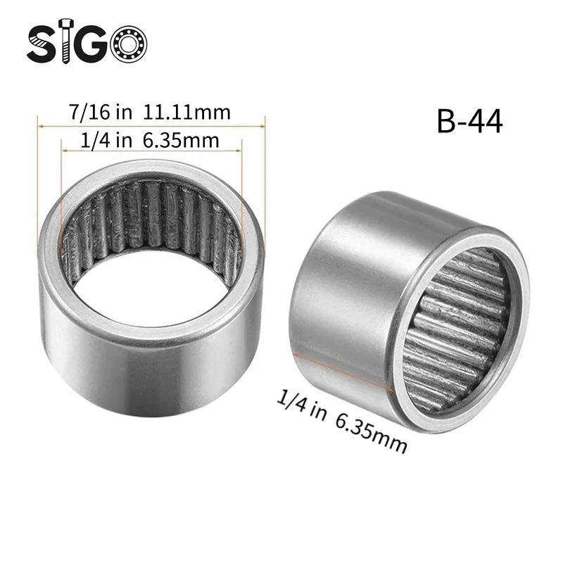 2PCS Inch Full Needle Roller Bearing B-44 B-45 B-47 Inner Diameter 1/4 Inch 6.35 Mm Outer Diameter 7/16 Inch 11.11mm