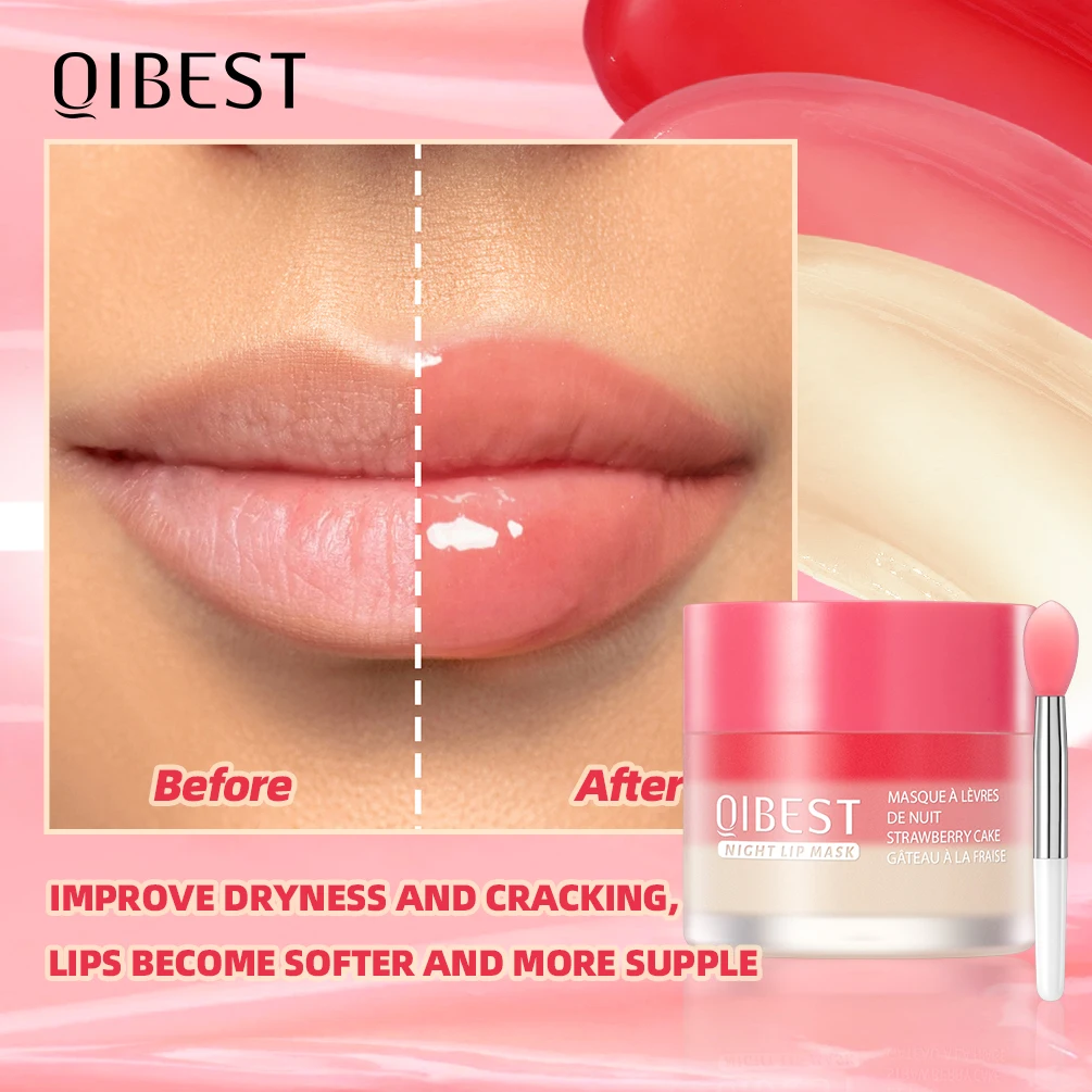 QIBEST Moisturizing Lip Mask Night Sleeping Lips Care Maintenance Fades Lip Lines Relieves Lipitis Lip Care Products Cosmetics