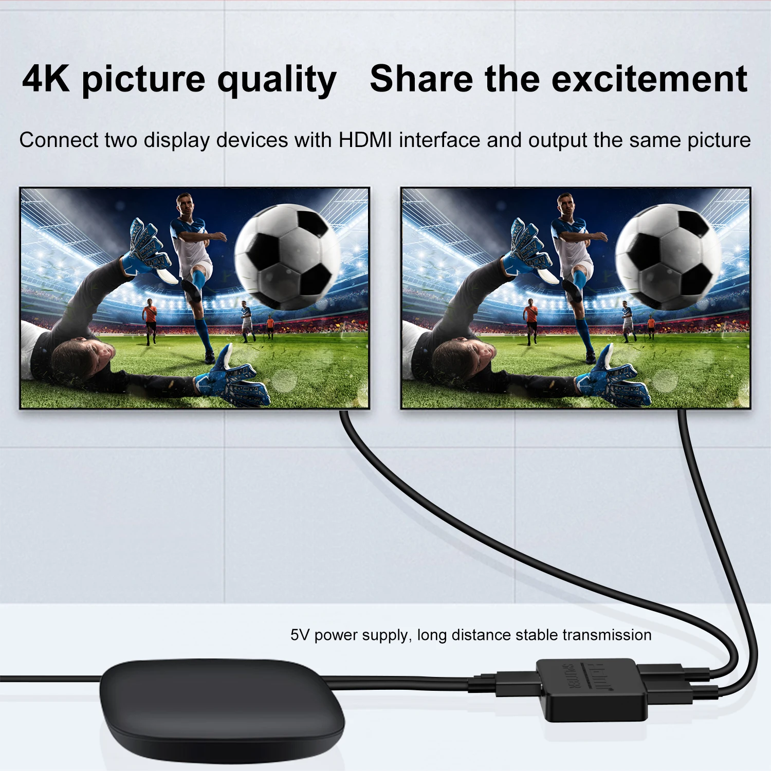 Rozdzielacz wideo 1 wejście 2 wyjścia 4K kompatybilny z HDMI przełącznik 3D 1080P 1x2 wzmacniacz HDCP podwójny wyświetlacz dla PS5/4 Xbox HDTV DVD