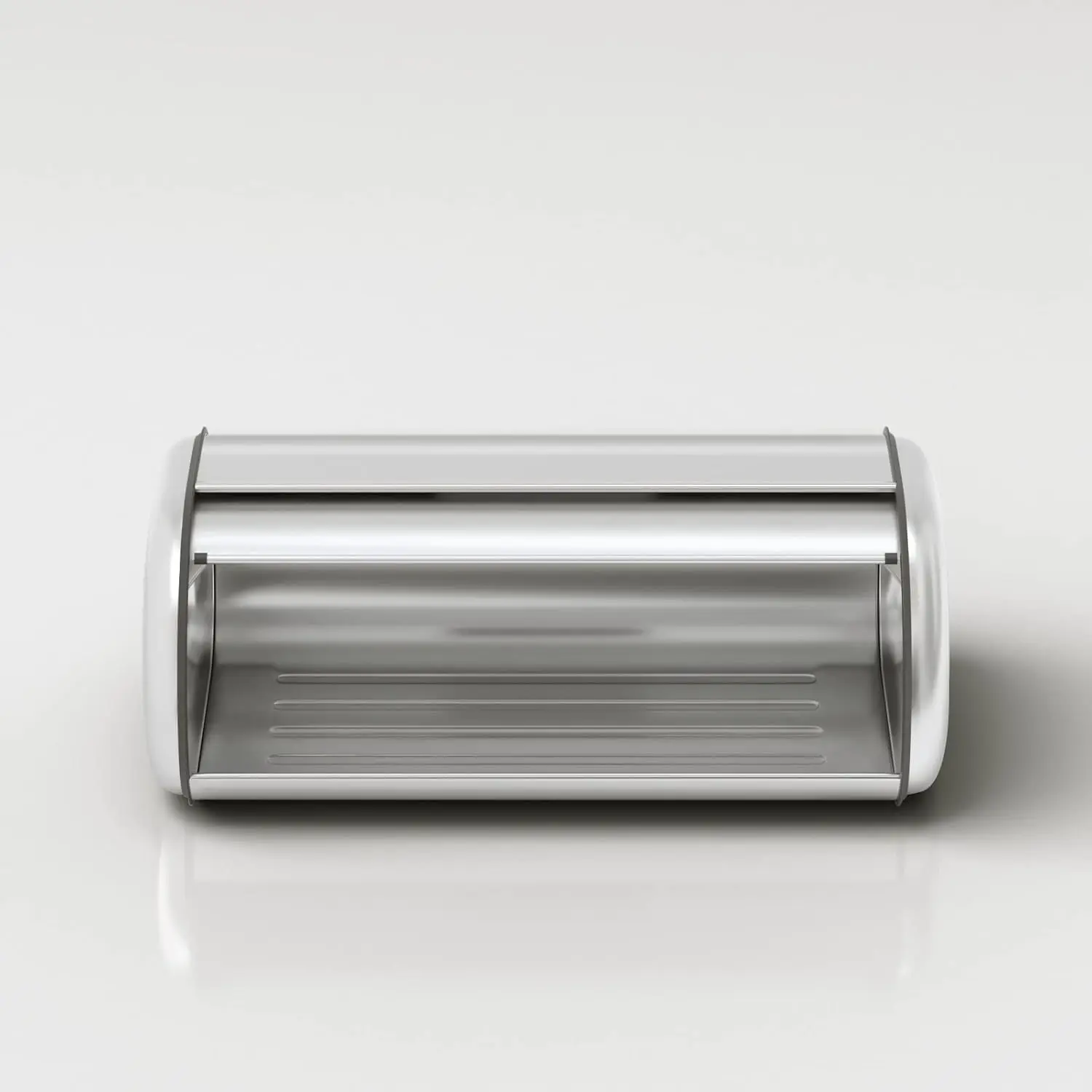 Stainless Steel Bread Storage Box with Roll-Up Lid, Large Capacity 17x11x7.5 Inches for Kitchen Countertop