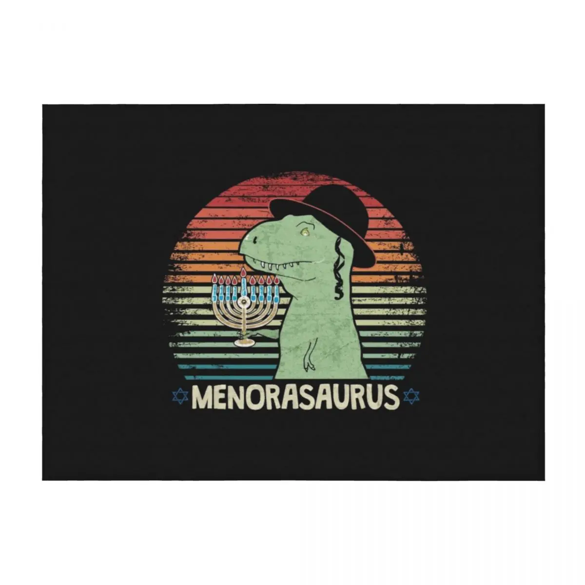 

Menorasaurus Happy Hanukkah from Dinosaur Rex Throw Blanket Retros Weighted heavy to sleep Travel Blankets