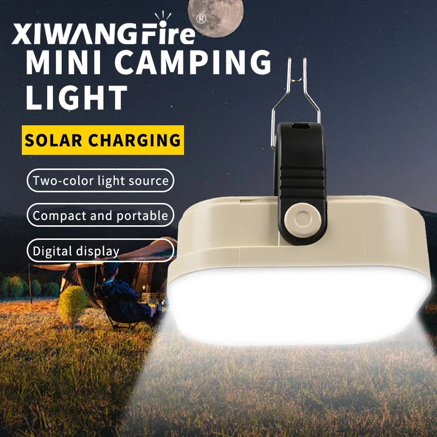 Mini LED Camping Light, USB Rechargeable Portable Tent Light, Outdoor 12 Modes Emergency Waterproof Lighting with Power Display