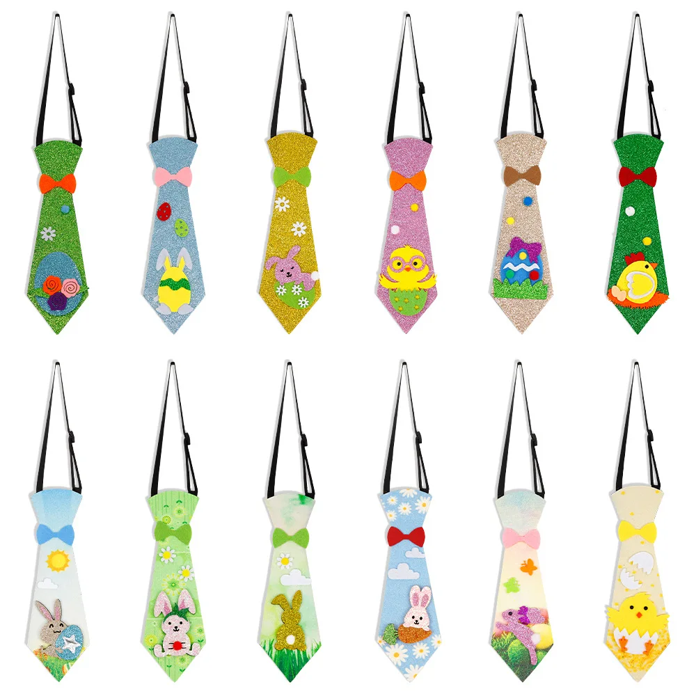 

Easter Funny Necktie Cartoon Bunny Egg Chick Felt Ties for Kids Easter Party Costume Props Accessories Easter Decoration 2026