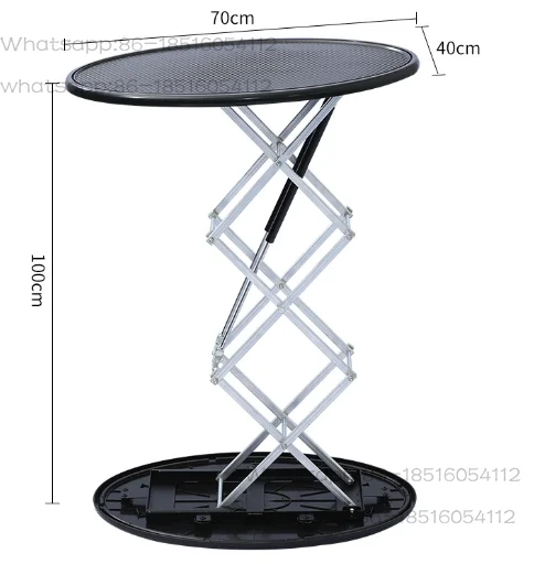 Custom Backlit Light Emitting Diode Counter and Podium Portable Aluminum Hydraulic Pop-Up Round Table