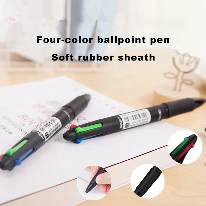 Deli 4 in1 Ballpoint Pen 0.7mm MultiColor Ink Refill Multifunction Pens for Marker Writing Scrapbook Stationery Back to School