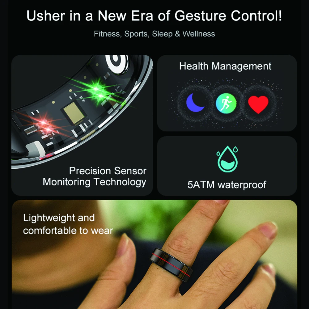 Neue R04 Smart Ring Männer Frauen Herzfrequenz Blut Sauerstoff Multi-sport Modi Finger Ring Kamera Musik Steuerung Fitness tracker Ring