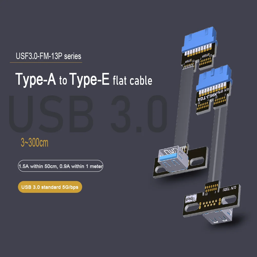 Dual 2-Port USB 3.0 Front Panel Extension Cable A-Type Female to 20-Pin Box Header Female Slot Adapter Cable for Computer Upgrad