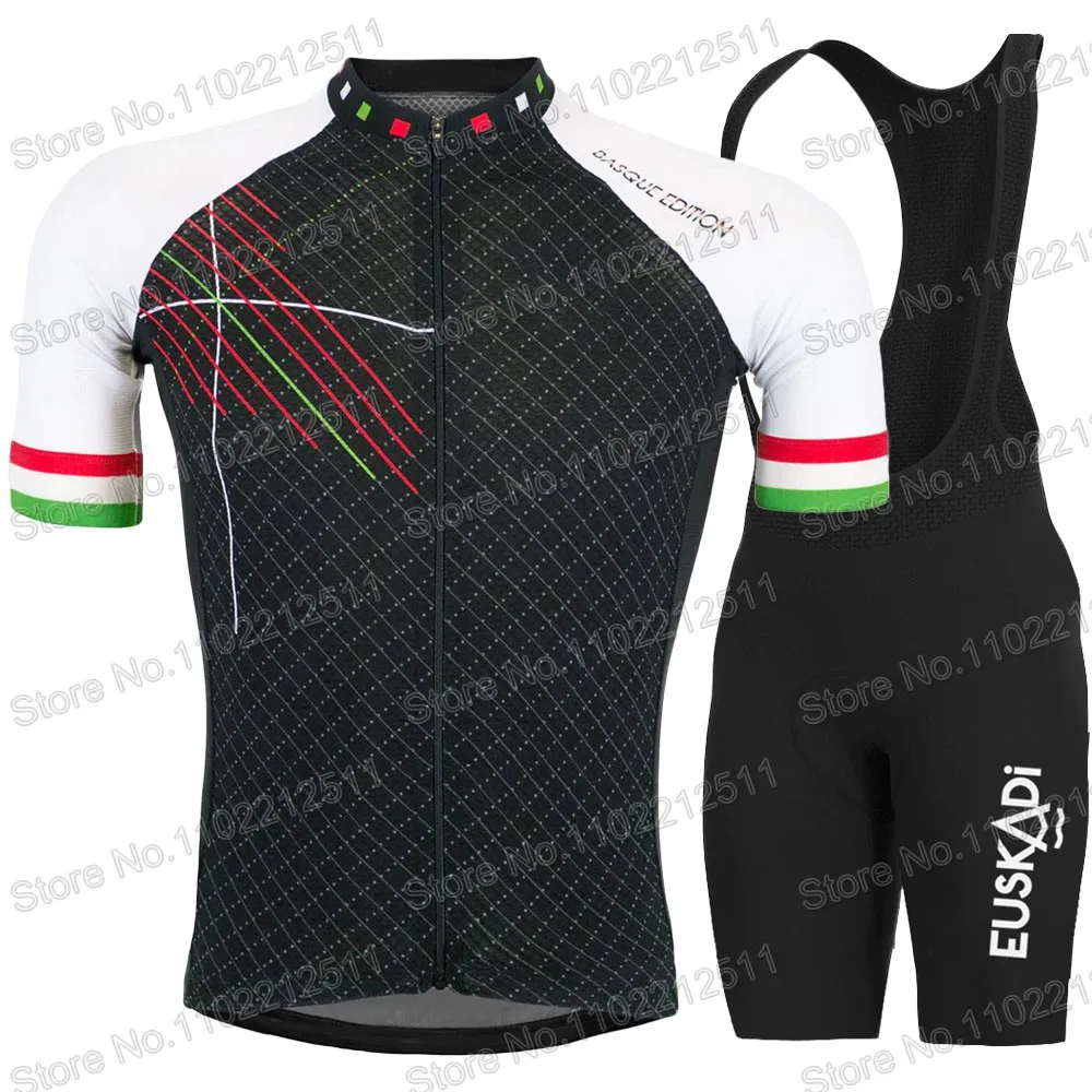 2024 New Euskadi Cycling Jersey Team Set Euskaltel Spain Short Sleeve Clothing Road Bicycle Bib Shorts Suit MTB Wear Maillot