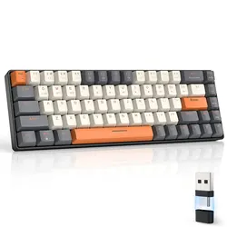 60% kablosuz mekanik klavye Bluetooth çift mod çalışırken değiştirilebilir Mini 68-Key PC PS4 Xbox iPhone iPad için kırmızı anahtarı