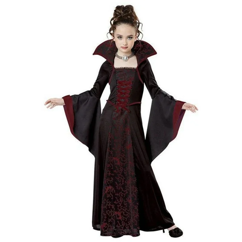 Costume de Cosplay de Vampire pour Fille, Déguisement de Sorcière pour ixd'Halloween, Carnaval, Vêtement pour Enfant