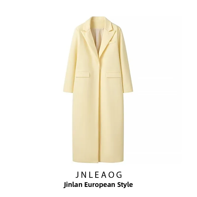 Abrigo de Lana de Color Puro de Moda Otoñal JNLEAOG, Abrigo E y Sencillo de Fibra de Poliéster de Manga Larga para Muj...