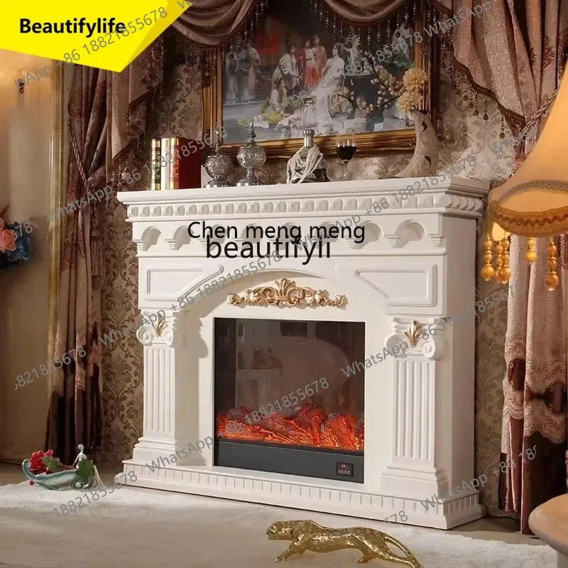 

E153 European Style Fireplace Core French Retro Simulated Flame Electric Fireplace Core Solid Wood Decorative Cabinet TV Cabine