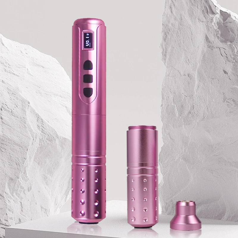 Pink and Black Wireless Tattoo Pen Professional Rotating Tattoo with Extra Battery